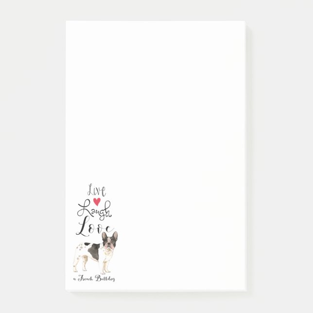 Notas Post-it® Live Laugh Love a French Bulldog (Anverso)