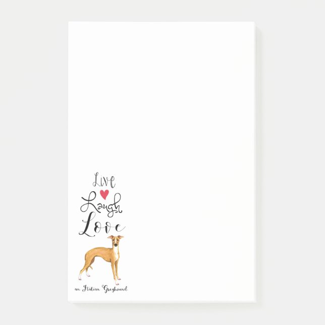 Notas Post-it® Live Laugh Love an Italian Greyhound Post-it Notes (Anverso)