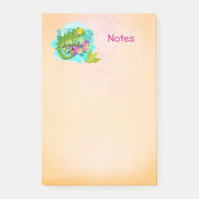Notas Post-it® Lizard tropical con flores (Anverso)