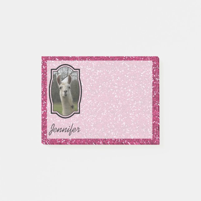 Notas Post-it® Llama brillante en rosa caliente (Anverso)