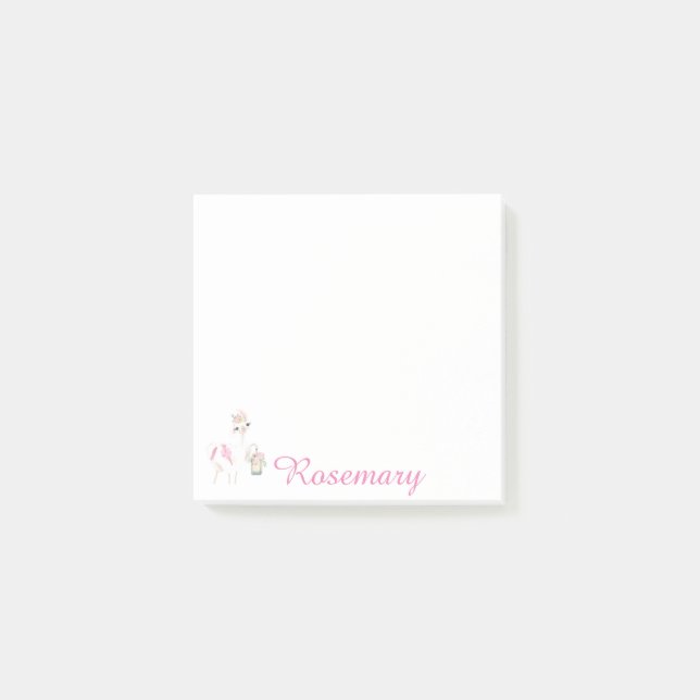 Notas Post-it® Llama personalizada con linterna y flores (Anverso)