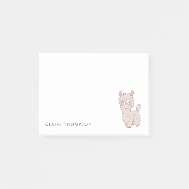 Notas Post-it® Llama rosa corta (Anverso)