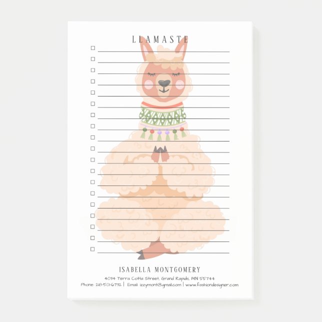 Notas Post-it® Llamaste | Llama Personalizado Divertido (Anverso)