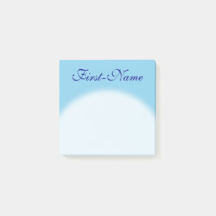 Notas Post-it® Llano, básico, fondo del azul de cielo + Nombre
