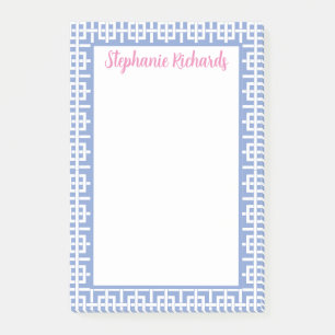 Notas Post-it® Llave griega blanca y azul personalizada, perrito