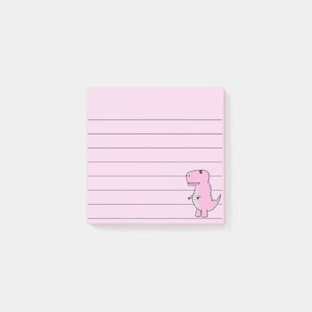 Notas Post-it® Llenado de dibujos de dinosaurios rosados 3x3 (Anverso)
