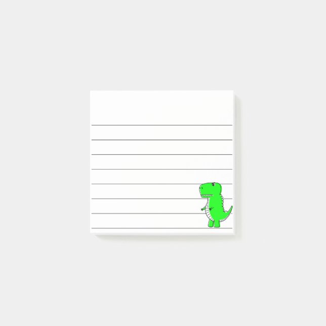 Notas Post-it® Llenado de dibujos de dinosaurios verdes 3x3 (Anverso)