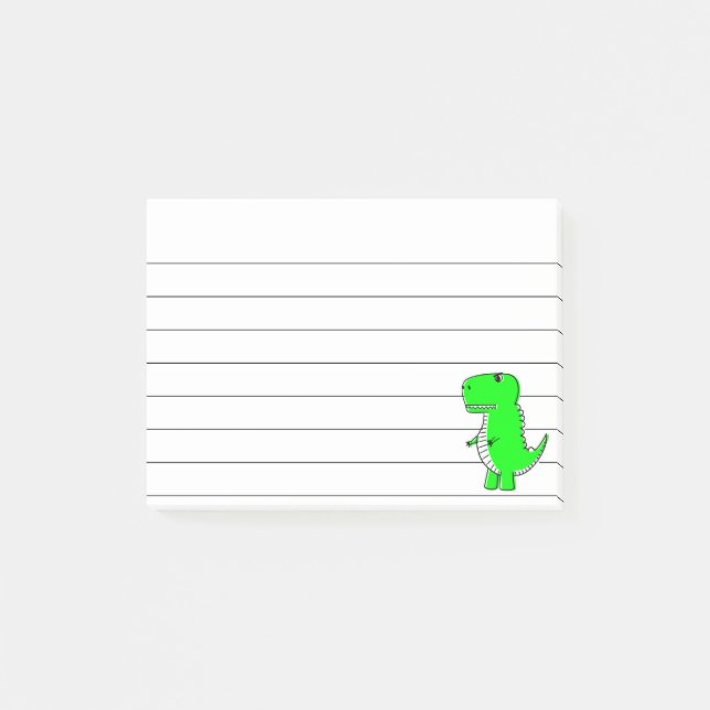 Notas Post-it® Llenado de dibujos de dinosaurios verdes 4x3 (Anverso)
