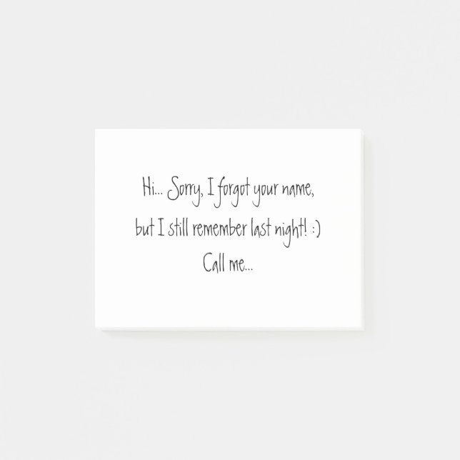 Notas Post-it® ¡Lo siento, olvidé tu nombre! Amor de citas Blanco (Anverso)