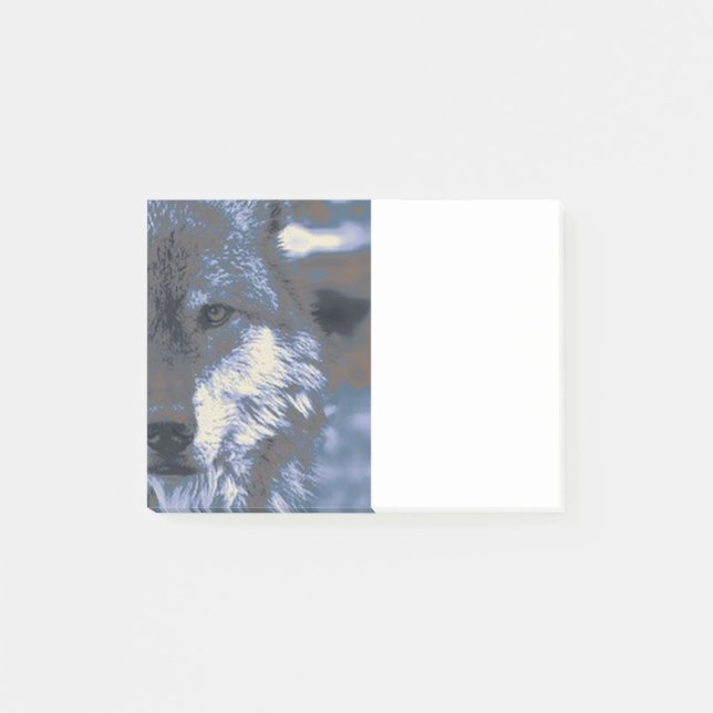 Notas Post-it® Lobo, azul (Anverso)