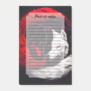 Notas Post-it® Lobo blanco rojo de la luna