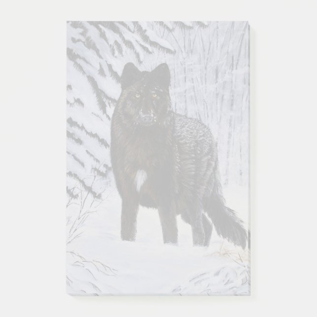 Notas Post-it® Lobo negro (Anverso)