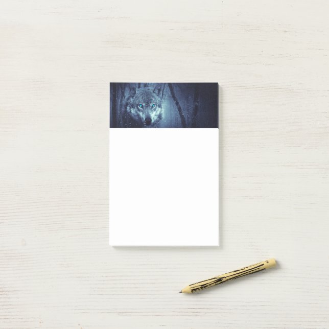 Notas Post-it® Lobo salvaje con hermosos ojos azules (Escritorio)