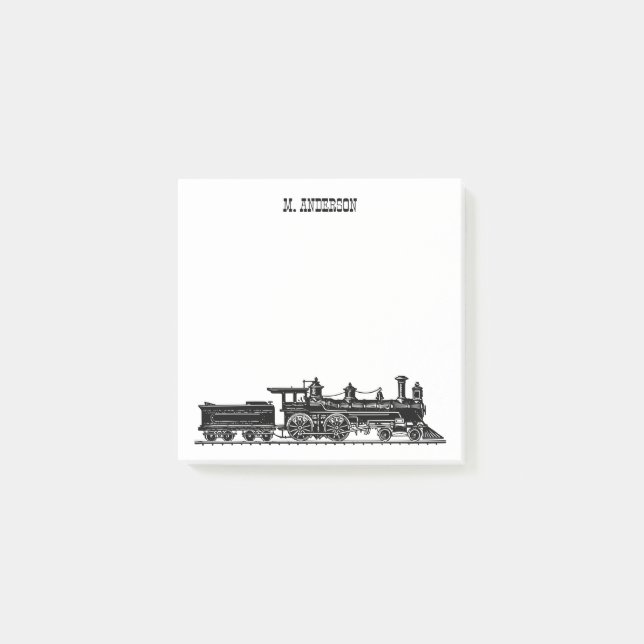 Notas Post-it® Locomotora con coche de carbón personalizado (Anverso)