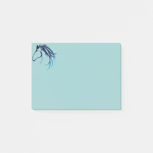 Notas Post-it® Logo clásico de Cabeza de Caballo en azul (Anverso)