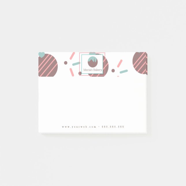 Notas Post-it® Logo de Cake Pop Sprinkles Bakery Cake (Anverso)