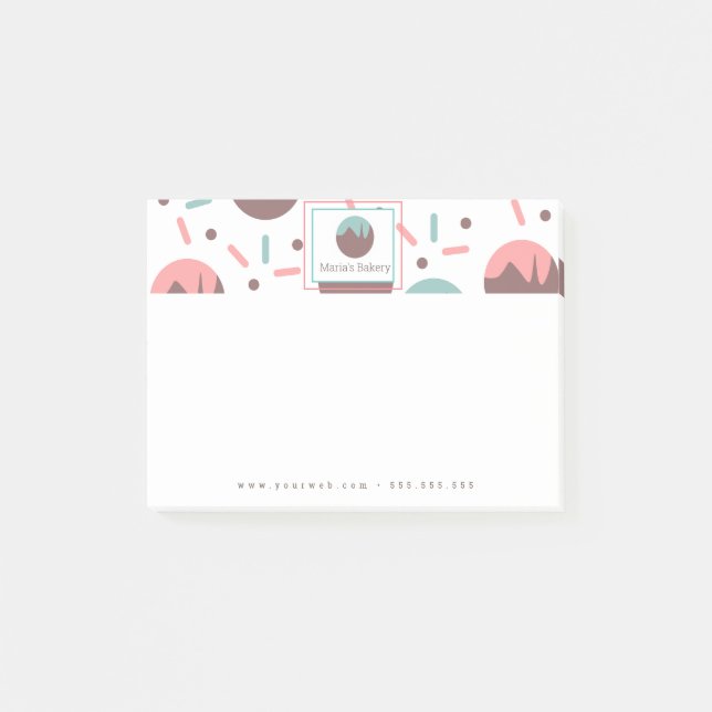 Notas Post-it® Logo de Cake Pop Sprinkles Bakery Cake (Anverso)
