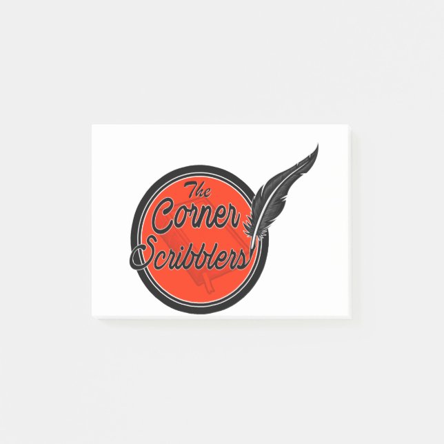 Notas Post-it® Logo de Corner Scribblers (Anverso)