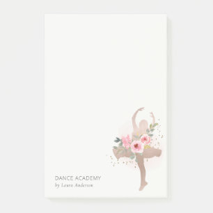 Notas Post-it® Logo de la Academia de Baile de Baile Floral Rosa