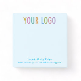 Notas Post-it® Logo de negocios Blue Post-it® Notes desde la mesa