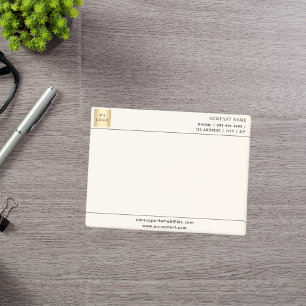Notas Post-it® Logo de negocios de crema beige