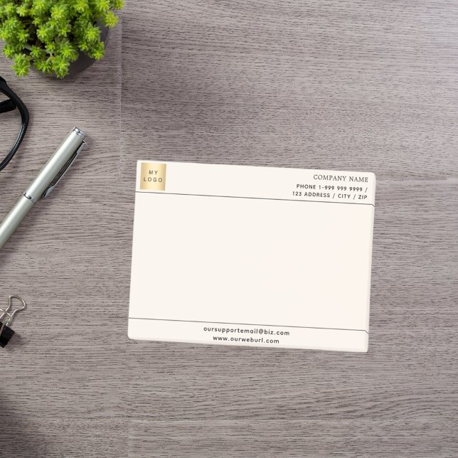 Notas Post-it® Logo de negocios de crema beige (Subido por el creador)