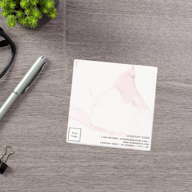 Notas Post-it® Logo de negocios de mármol rosa Rubor (Subido por el creador)