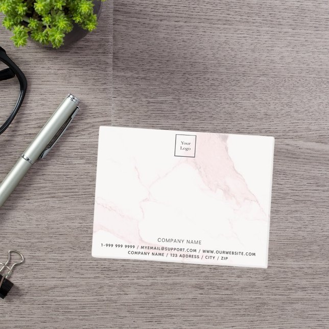 Notas Post-it® Logo de negocios de mármol rosa Rubor (Subido por el creador)