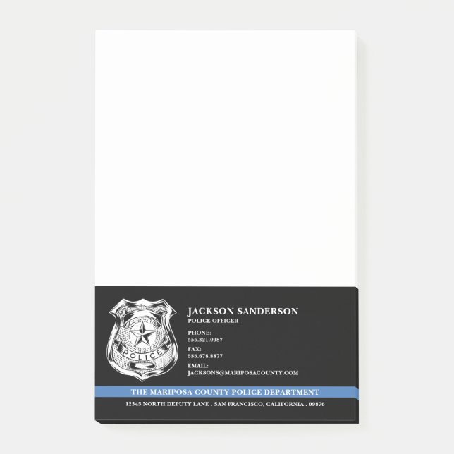 Notas Post-it® Logo del Departamento de Policía (Anverso)