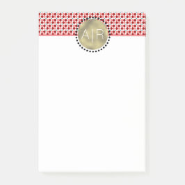 Notas Post-it® Logotipo circular de papel de oro con puntos rosad