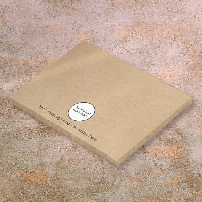 Notas Post-it® Logotipo Comercial Empresarial Personalizado Kraft (Personalized Company Business Logo Rustic Kraft Post-it Notes)