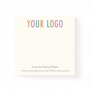 Notas Post-it® Logotipo Comercial Personalizado Ecru Cream De par