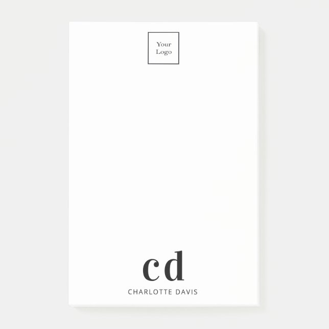 Notas Post-it® Logotipo de empresa de monografías en blanco (Anverso)