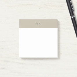 Notas Post-it® Logotipo de monograma Beige Minimalista moderno