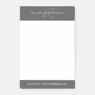 Notas Post-it® Logotipo de Monograma Minimalista elegante y gris
