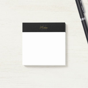 Notas Post-it® Logotipo de monograma Minimalista moderno negro y