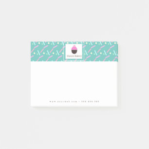 Notas Post-it® Logotipo de negocio de pastelería de cupcakes con