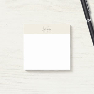 Notas Post-it® Logotipo del monograma Crema Minimalista moderna