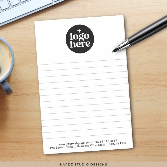 Notas Post-it® Logotipo Moderno Simple de Negocios (Post it notes shown in 4x6 inches. Add your logo and business contact information.)