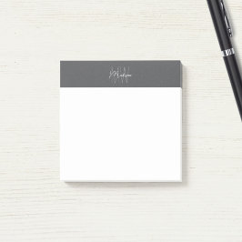 Notas Post-it® Logotipo Monograma Gris Minimalista moderno