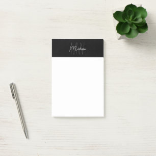 Notas Post-it® Logotipo Monograma Negro y Blanco Minimalista Mode