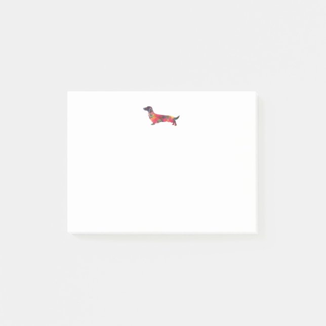 Notas Post-it® Long Haired Dachshund Geo Silhouette Multi (Anverso)