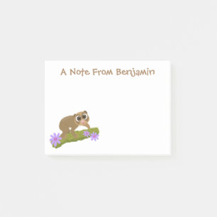 Notas Post-it® Loris lento lindo y feliz en la rama de un árbol e