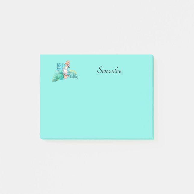 Notas Post-it® Loro de Cockatoo Tropical Personalizado 4x3 (Anverso)