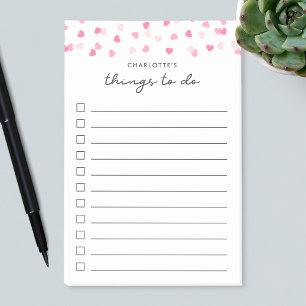 Notas Post-it® Los Corazones Rosados Dispersos Confeccionan Cosas