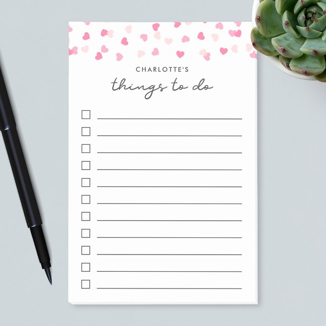 Notas Post-it® Los Corazones Rosados Dispersos Confeccionan Cosas (Subido por el creador)