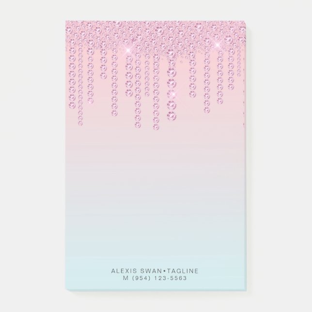 Notas Post-it® Los diamantes elegantes, elegantes, rosa y azul (Anverso)