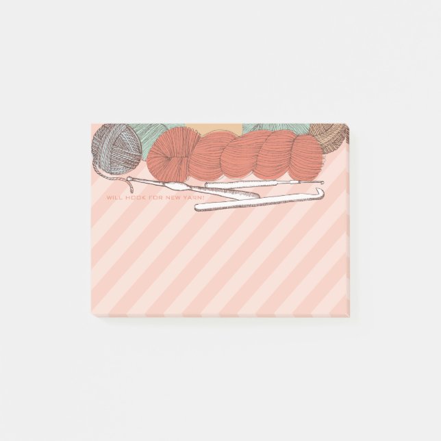 Notas Post-it® los ganchos de ganchillo de encargo de las madejas (Anverso)