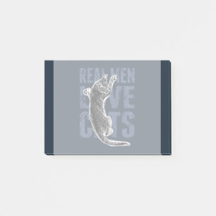 Notas Post-it® Los hombres reales aman gatos de acero azul