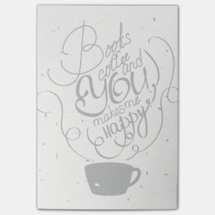 Notas Post-it® Los libros café y usted me hacen feliz